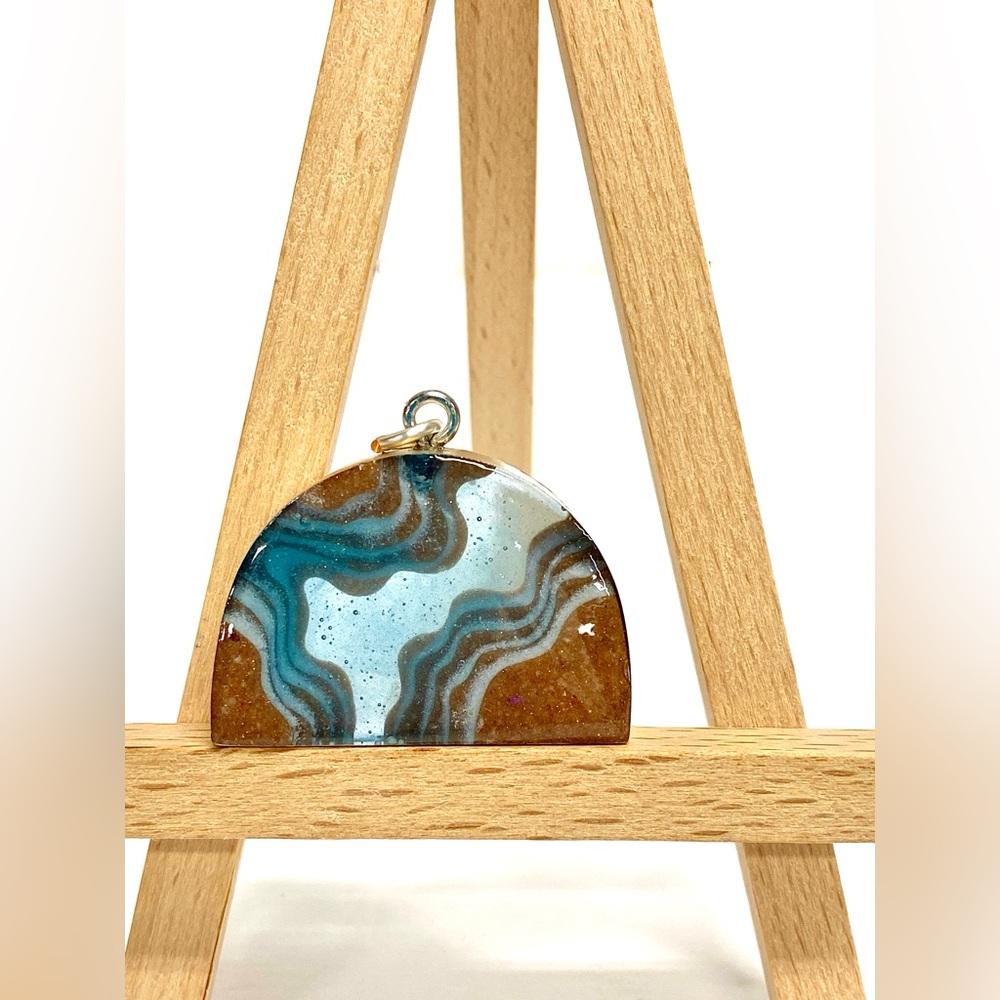 HANDMADE Tiered Resin Art and Sand Pendant